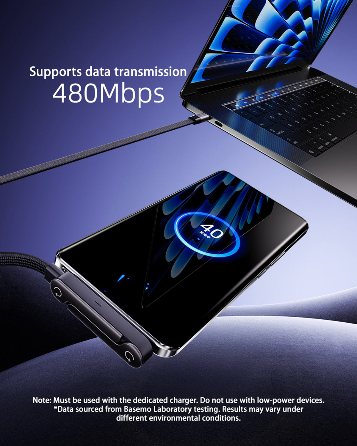 240W Katlanabilir Standlı USB-C Yüksek Hızlı Şarj Kablosu