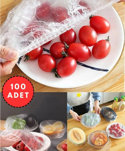 100 Adet Pratik Tazeliği Koruyan Tencere ve Tabak Bonesi